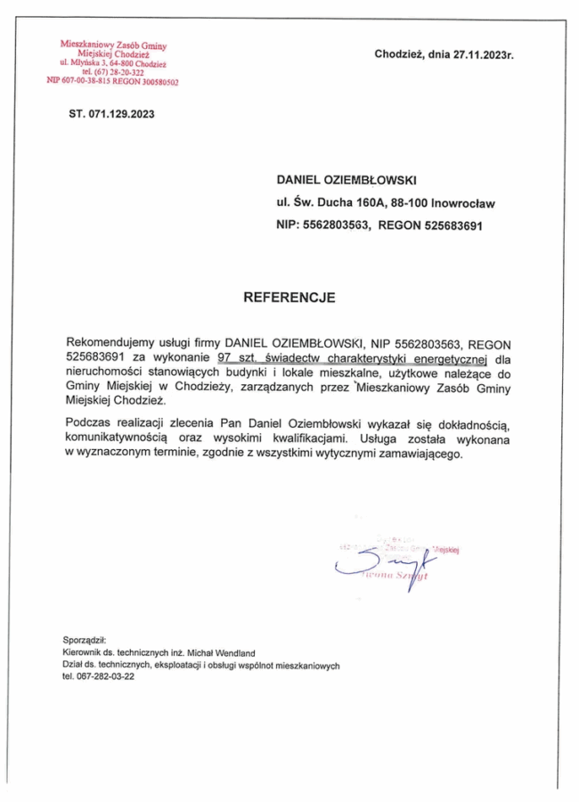 Referencja - Chodzież